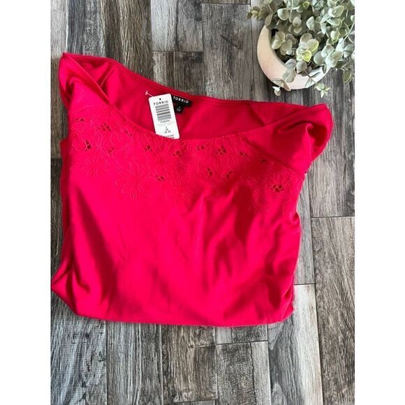 Torrid Magenta Off Shoulder Sweatshirt (Sz 1) - Picture 4 of 5